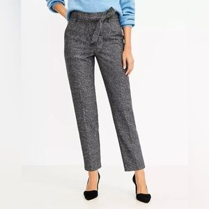 LOFT Sequin Tie-Waist Taper Pants in Houndstooth. Size 4 Petite.